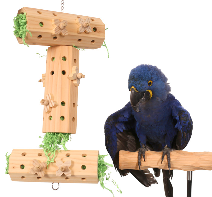 Hyacinth Macaw with Activity Logs Large Parrot Toy