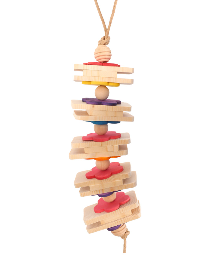 Parrot Bites Floret Small Parrot Toy features super thin wood slices