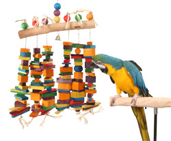 Blue and Gold Macaw with Rainbow Waterfall Large Parrot Toy