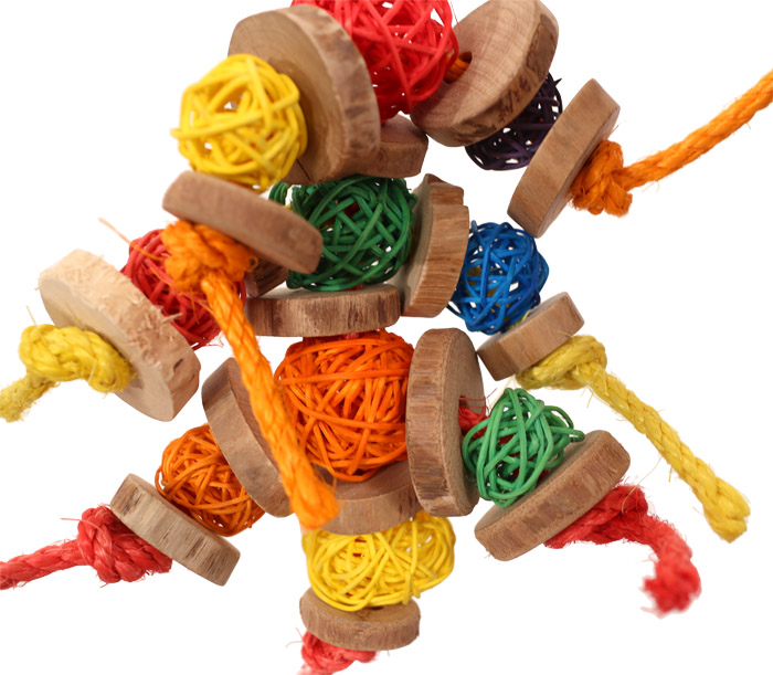 Close up of Wicker Chews Medium Parrot Toy